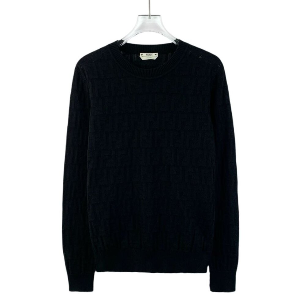 CM0376 Fendi Black Monogram Knit Pullover Sweater